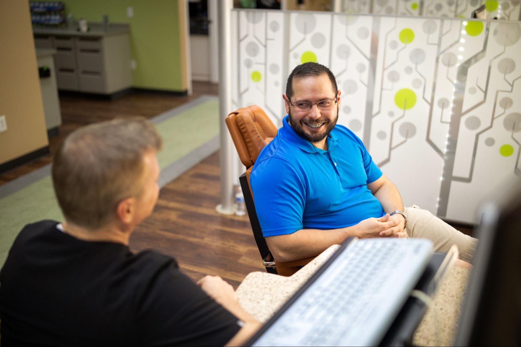 Lubbock Orthodontic Office_004 A man discussing his Adult Braces in Lubbock with his Lubbock Orthodontist